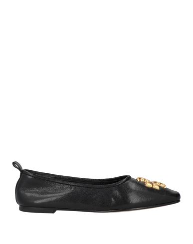 Tory Burch Eleanor Leather Medallion Ballerina Flats In Black