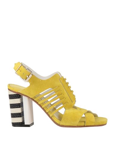 Stephen Venezia Woman Sandals Yellow Size 8.5 Leather