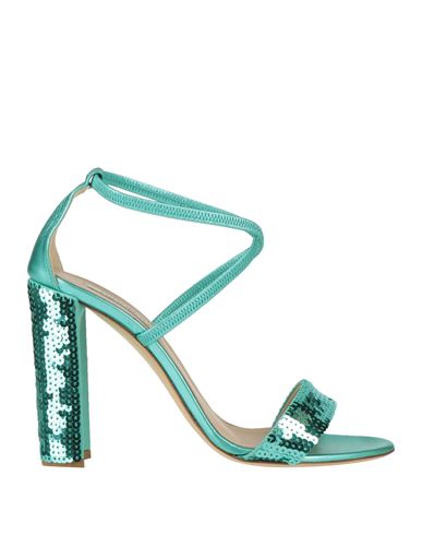 Ninalilou Woman Sandals Emerald Green Size 8 Leather, Textile Fibers In Green