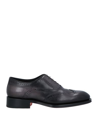 Santoni Man Lace-up Shoes Black Size 11.5 Leather In Black