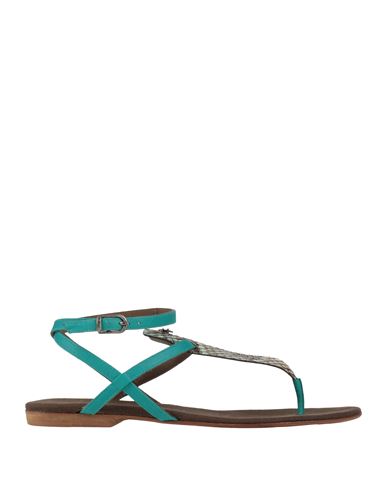 Henry Beguelin Woman Thong Sandal Turquoise Size 10 Leather In Blue