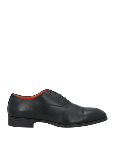 Santoni Man Lace-up Shoes Black Size 6 Soft Leather In Black