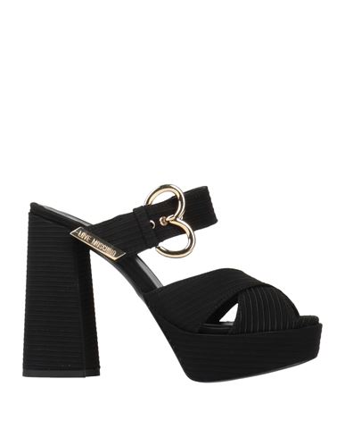 Love Moschino Woman Sandals Black Size 10 Textile Fibers