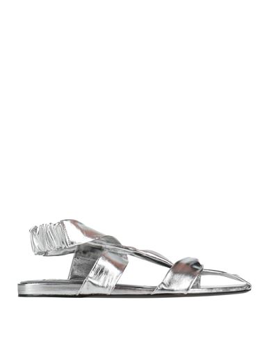 JIL SANDER JIL SANDER WOMAN SANDALS SILVER SIZE 8 LEATHER 