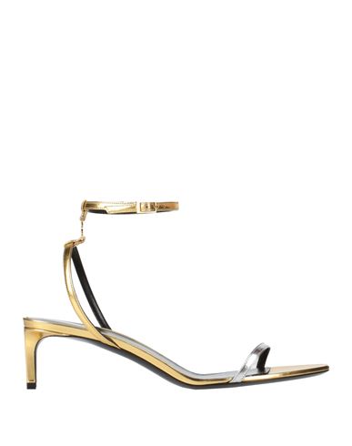 Shop Celine Woman Sandals Gold Size 7.5 Leather