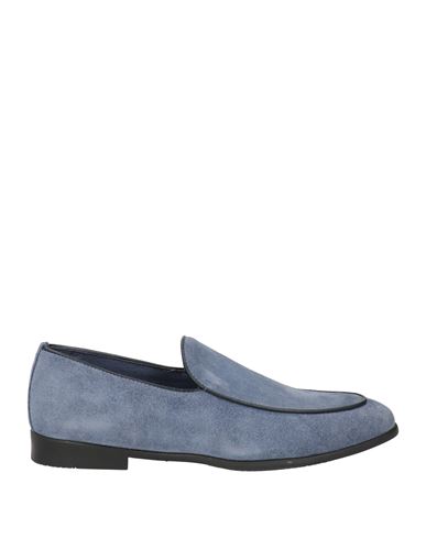 Luca Caracciolo Man Loafers Slate Blue Size 11 Leather