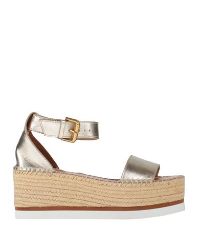 See By Chloé Woman Espadrilles Platinum Size 10 Leather In Grey