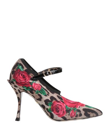 Shop Dolce & Gabbana Woman Pumps Khaki Size 6.5 Textile Fibers, Leather In Beige
