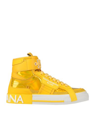 Dolce & Gabbana Woman Sneakers Yellow Size 6 Leather