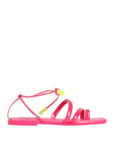 Shop Msgm Woman Thong Sandal Fuchsia Size 6 Leather In Pink