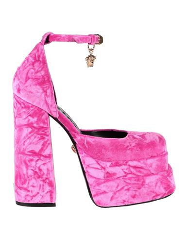 Shop Versace Woman Pumps Fuchsia Size 7.5 Textile Fibers In Pink