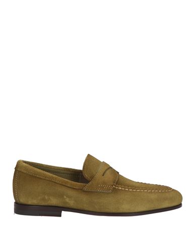 Santoni Goodyear Man Loafers Military Green Size 7 Leather In Green
