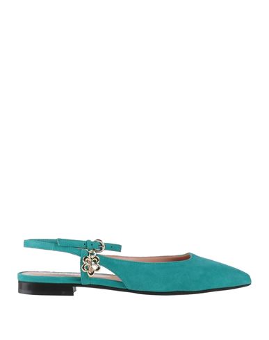 Pollini Woman Ballet Flats Turquoise Size 11 Leather In Green
