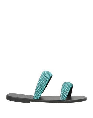 Bandoni Woman Sandals Turquoise Size 6 Textile Fibers In Blue