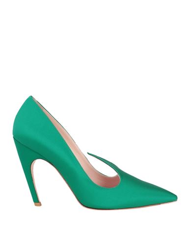 Shop Roger Vivier Woman Pumps Emerald Green Size 8 Textile Fibers