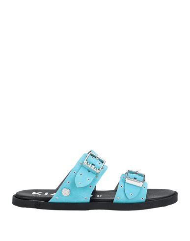 Kianid Woman Sandals Turquoise Size 11 Leather In Blue