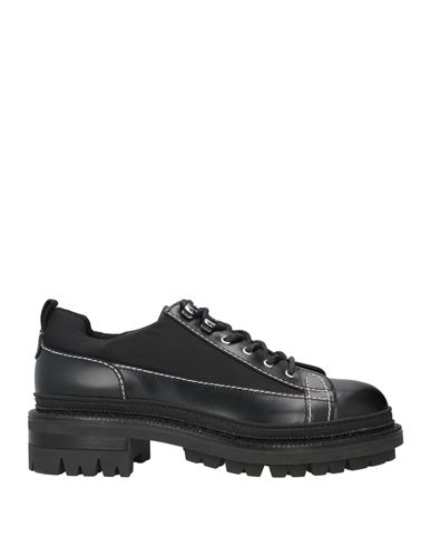 Dsquared2 Man Lace-up Shoes Black Size 12 Leather, Textile Fibers