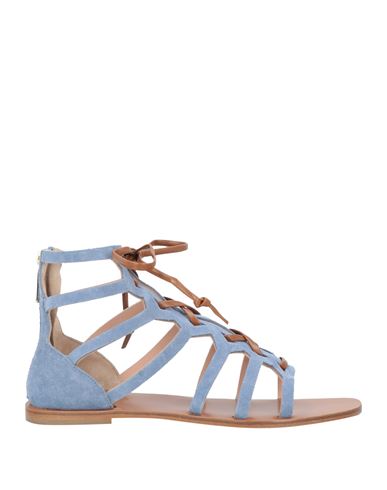 Pollini Woman Sandals Pastel Blue Size 11 Leather