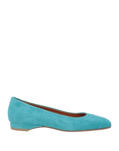 Elisa Lanci Woman Ballet Flats Turquoise Size 7 Leather In Blue