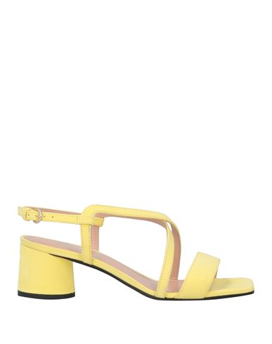 Pollini Woman Sandals Light Yellow Size 11 Leather