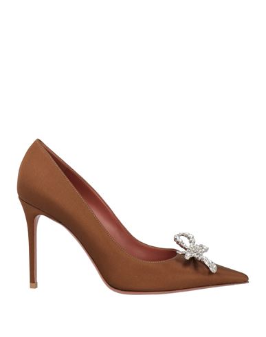 Amina Muaddi Woman Pumps Brown Size 8 Textile Fibers In Brown