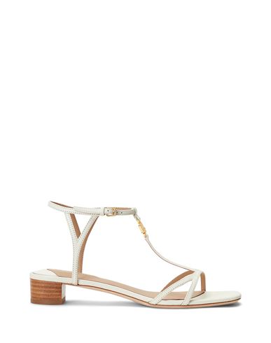 Ralph Lauren Lauren  Fallon Nappa Leather Sandal Woman Sandals Ivory Size 9.5 Leather In White