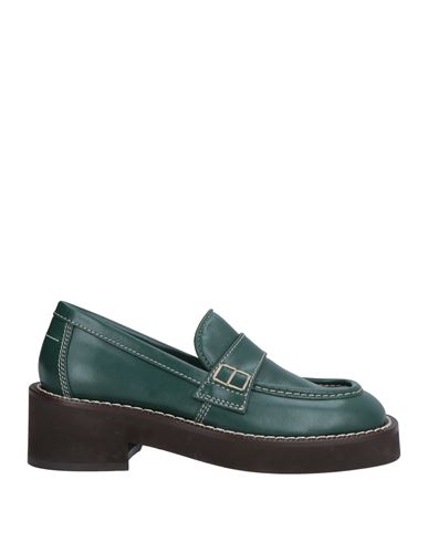 Mm6 Maison Margiela Woman Loafers Deep Jade Size 9 Leather In Green