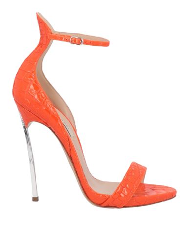 Casadei Woman Sandals Orange Size 9 Leather