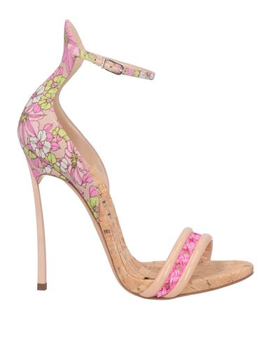 Casadei Woman Sandals Blush Size 5 Textile Fibers, Leather In Pink