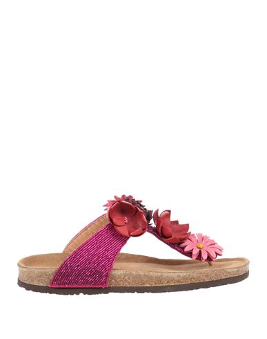 Maliparmi Malìparmi Woman Thong Sandal Fuchsia Size 10 Leather, Textile Fibers In Pink