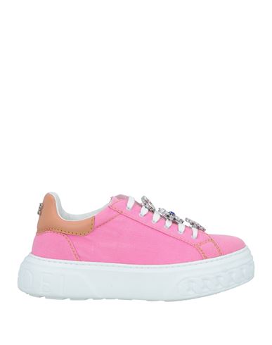 Shop Casadei Woman Sneakers Pink Size 7 Textile Fibers, Leather