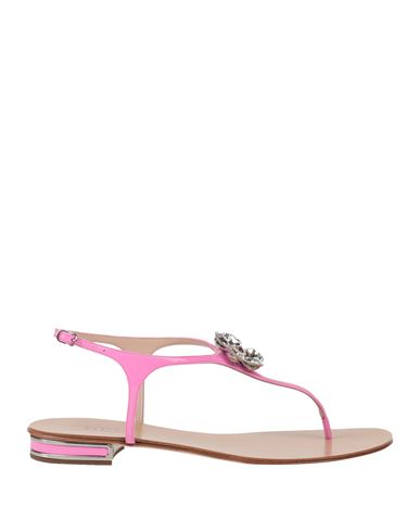Casadei Woman Thong Sandal Pink Size 10 Leather
