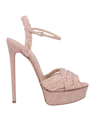 Shop Casadei Woman Sandals Pink Size 10.5 Textile Fibers