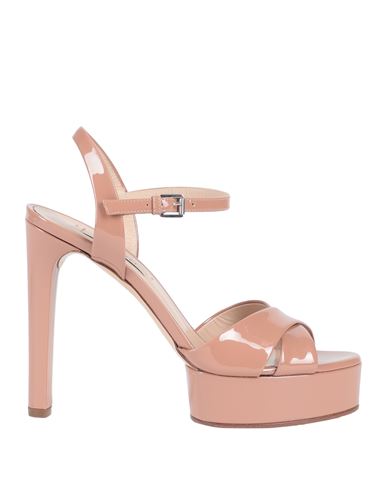 Casadei Woman Sandals Blush Size 11 Soft Leather In Pink