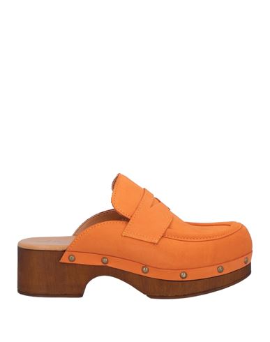 Lola Peres Woman Mules & Clogs Orange Size 8 Leather