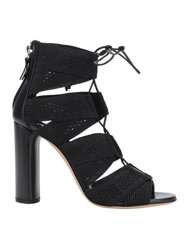 Casadei Woman Sandals Black Size 6.5 Textile Fibers, Synthetic Fibers, Pvc - Polyvinyl Chloride