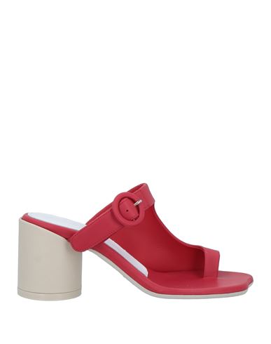 Mm6 Maison Margiela Woman Thong Sandal Red Size 9 Leather