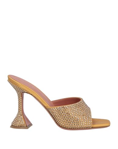 Amina Muaddi Woman Sandals Mustard Size 6 Textile Fibers In Yellow