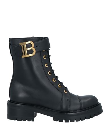 Balmain Ranger Romy Leather Combat Boots Woman Ankle Boots Black Size 10 Tanned Leather