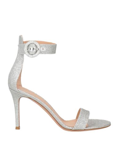 Shop Gianvito Rossi Woman Sandals Silver Size 7.5 Textile Fibers