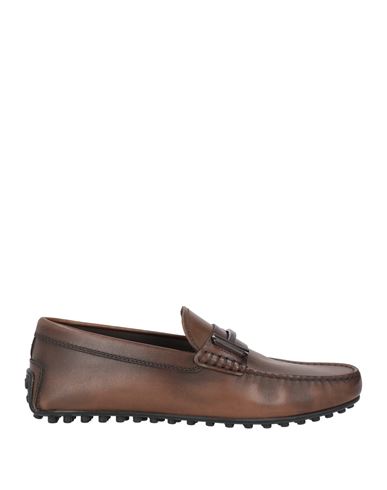 Tod's Man Loafers Chocolate Brown Size 7 Leather In Brown