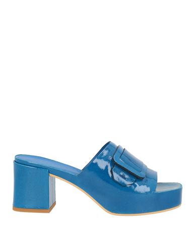 Del Carlo Woman Sandals Blue Size 11 Leather