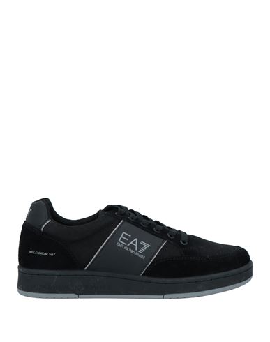 Shop Ea7 Man Sneakers Black Size 7.5 Cotton, Polyester, Polyurethane Coated, Cow Leather, Polyamide