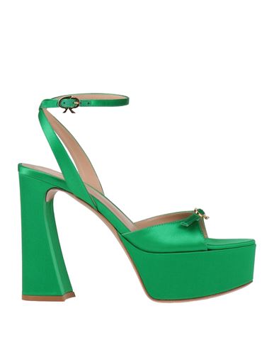 Shop Gianvito Rossi Woman Sandals Green Size 8 Textile Fibers