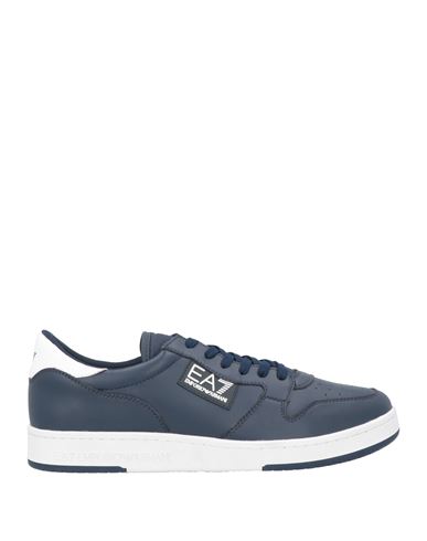 Ea7 Man Sneakers Navy Blue Size 7.5 Cow Leather, Polyamide, Polyester, Polyurethane