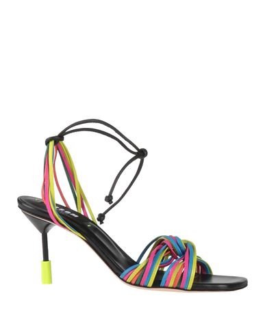 Msgm Woman Sandals Fuchsia Size 8 Leather In Yellow