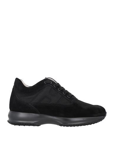 Hogan Man Sneakers Black Size 8 Leather, Textile Fibers In Black