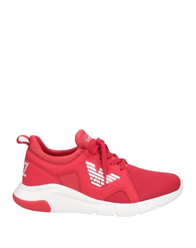 Ea7 Man Sneakers Red Size 9 Polyester, Elastane, Polyurethane