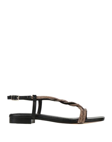 Bibi Lou Woman Sandals Black Size 8 Leather, Textile Fibers In Black