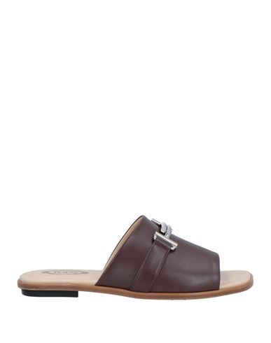 Tod's Woman Sandals Chocolate Brown Size 6.5 Leather In Brown